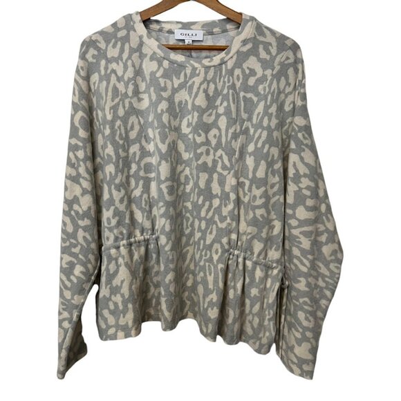 Gilli Women's Sweater Gray Leopard Print Pullover Top Size Medium M‎ 2720-JACI - Picture 2 of 7